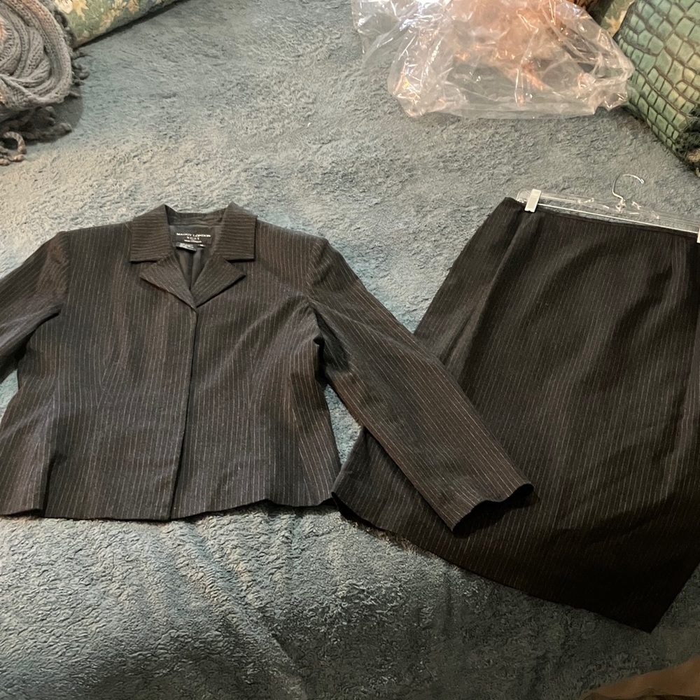 Maggy London Charcoal Pinstripe Suit Set
